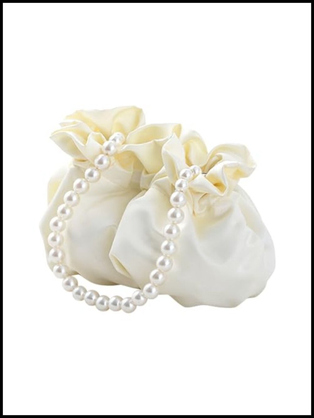 Satin Hobo Bag with Faux Pearl Chain Mini Wristlet